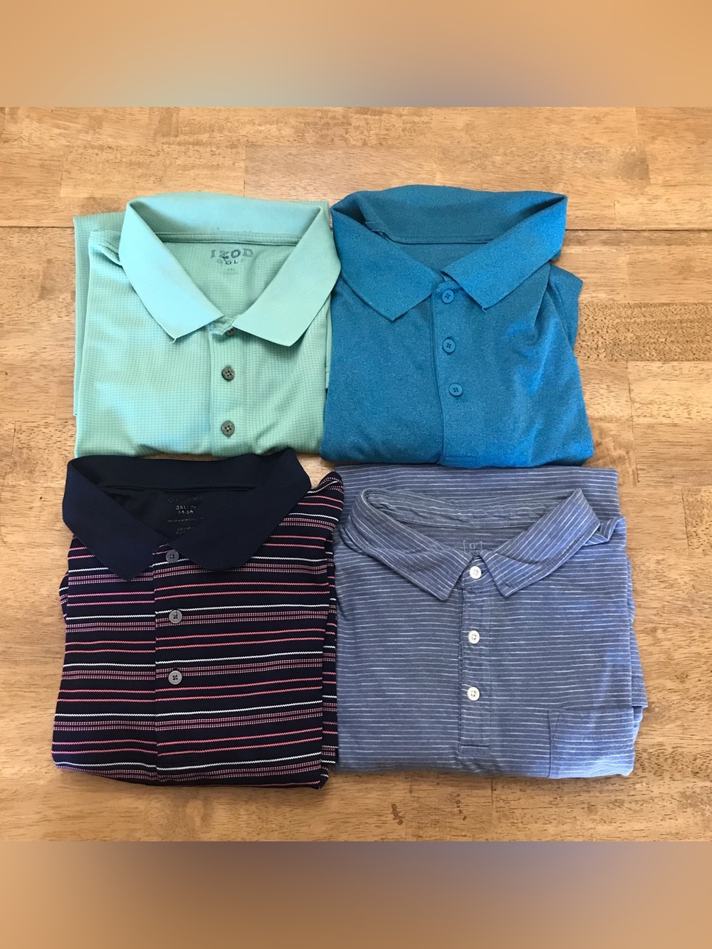 Bundle Lot of 4 Men’s Short Sleeve Collared Polo Shirts Solid Colors Stripes 2XL